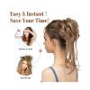 Synthetic Messy Bun Hairpiece with Elastic Tie, Curly Chignon Donut, Black/Brown view 4