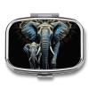 Pill Organizer with Two Elephants on a Black Background, 2 Compartments view 1