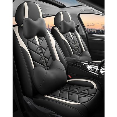 YMXFKY Leather Car Seat Cover Set for MG4 EV 2022–2024, White Deluxe
