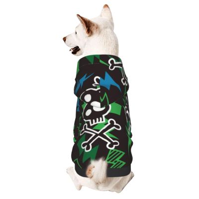 Dog Hoodie with Skull and Lightning Pattern for Small and Medium Dogs