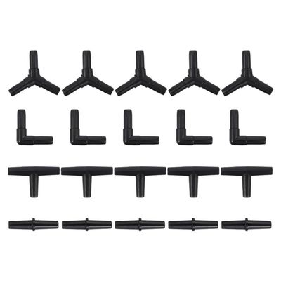 Milisten 20-Piece Aquarium Air Hose Connectors, Straight, T, Elbow and Y Shapes, Black