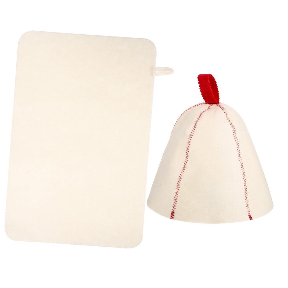 FUNOMOCYA Red Felt Sauna Hat with Hanging Loop, 1 Set