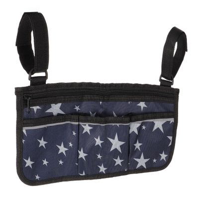 Healeved Wheelchair Armrest Side Bag with 3 Front Pockets and Zippered Storage Compartment