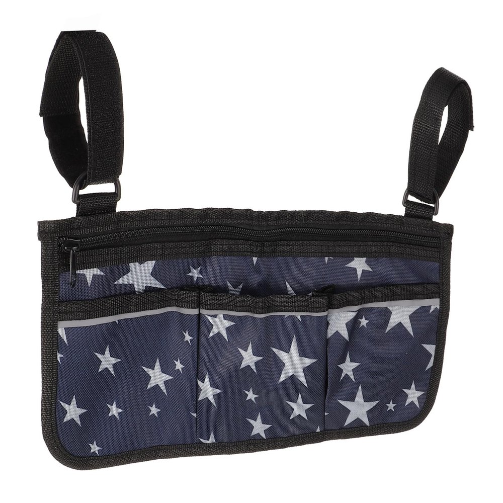 Healeved Wheelchair Armrest Side Bag with 3 Front Pockets and Zippered Storage Compartment