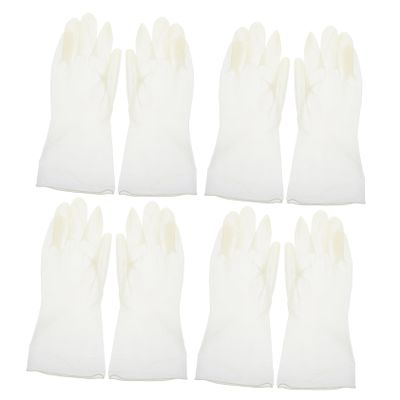Long PVC Cleaning Gloves, 4 Pairs, White, for Kitchen
