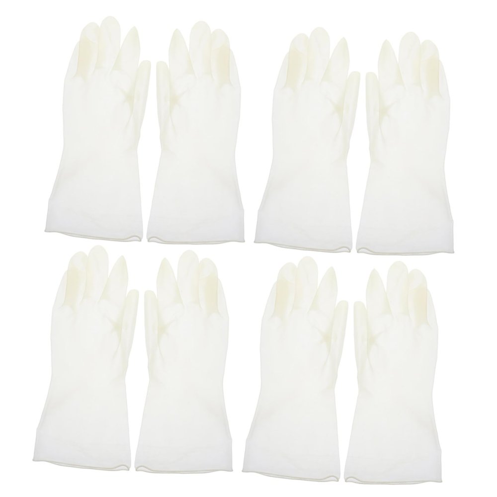 Long PVC Cleaning Gloves, 4 Pairs, White, for Kitchen