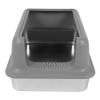 High-Sided Stainless Steel Cat Litter Box with Splash Guard view 1