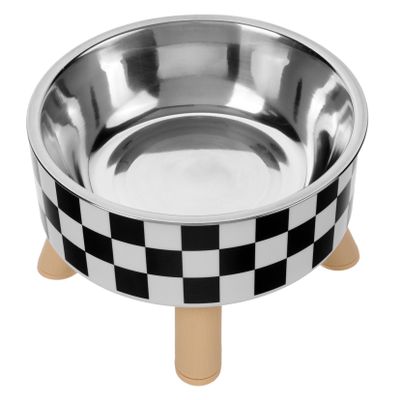 Elevated Round Cat Bowl with Neck Guard, Stainless Steel and PP