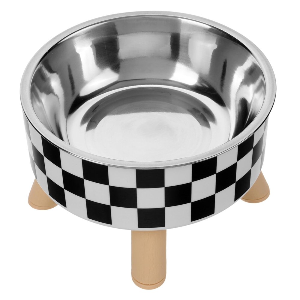 Elevated Round Cat Bowl with Neck Guard, Stainless Steel and PP