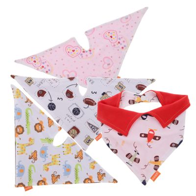 MOBUTOFU Cotton Drool Bibs with Snaps, 4-Pack