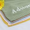 Personalized Baby Blanket with Name, Soft Cotton Knit, Embroidered view 2