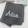 Personalized Baby Blanket with Name, Soft Cotton Knit, Embroidered view 4