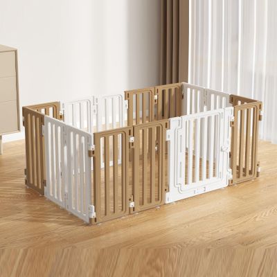 67 cm Foldable Plastic Dog Playpen, Brown, for Small and Medium Dogs