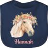 Baby Bib – Horse Girl Gift, Haflinger Horse Design, Custom Name, One Size, Navy Blue view 1