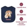 Baby Bib – Horse Girl Gift, Haflinger Horse Design, Custom Name, One Size, Navy Blue view 4