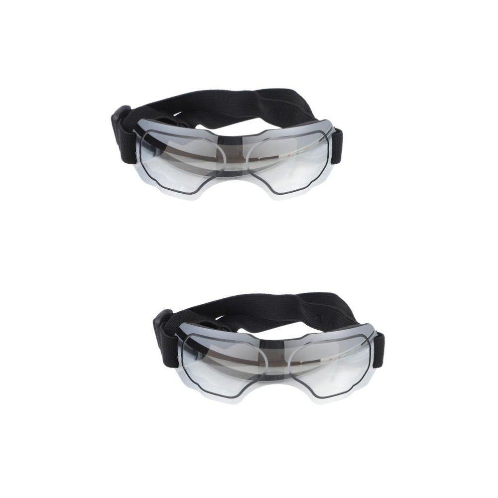 Supvox 2-Piece Pet Goggles, UV Protection, Windproof, Adjustable Dog Sunglasses for Small Dogs, Silver