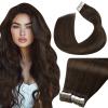LaaVoo Invisible Tape-In Extensions, Remy Human Hair, Dark Brown #2, Straight, 80 g, 40 Pieces, 35 cm view 1
