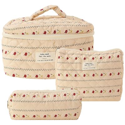 Fiorky Quilted Printed Makeup Bag Set, Style Five, 3-Piece