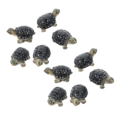 Artificial Resin Turtle Aquarium Decorations, 10-Pack, Black