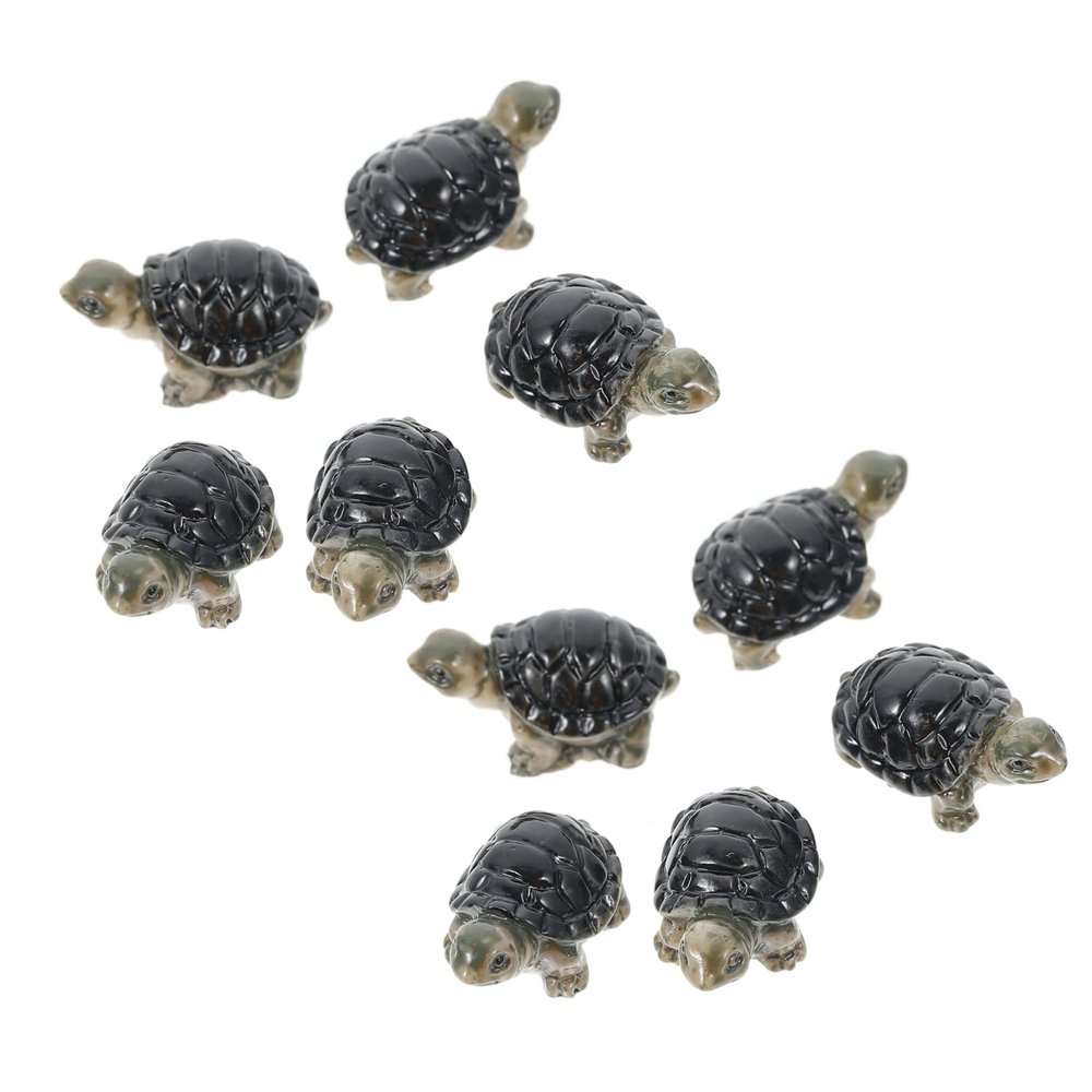 Artificial Resin Turtle Aquarium Decorations, 10-Pack, Black