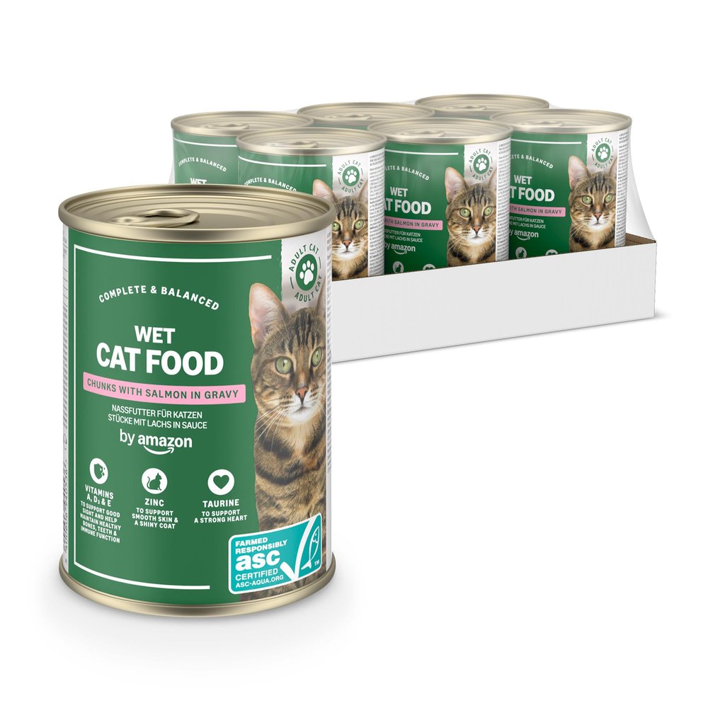 Amazon Cat Food, Wet, Salmon in Sauce (ASC Certified), 6 x 415 g