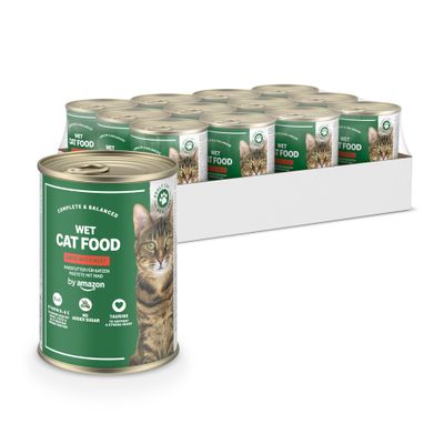 Amazon Cat Food, Wet, Grain-Free, Beef Pâté, 12 x 400 g