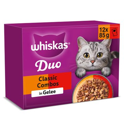 WHISKAS Duo Wet Cat Food Multipack, Classic Combo in Jelly, 12 x 85g