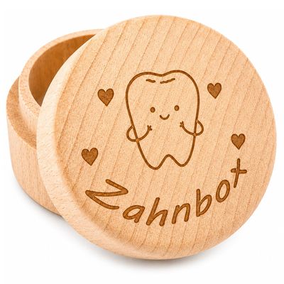 QZKJQDD Baby Tooth Box, Wooden Keepsake Box for Boys and Girls