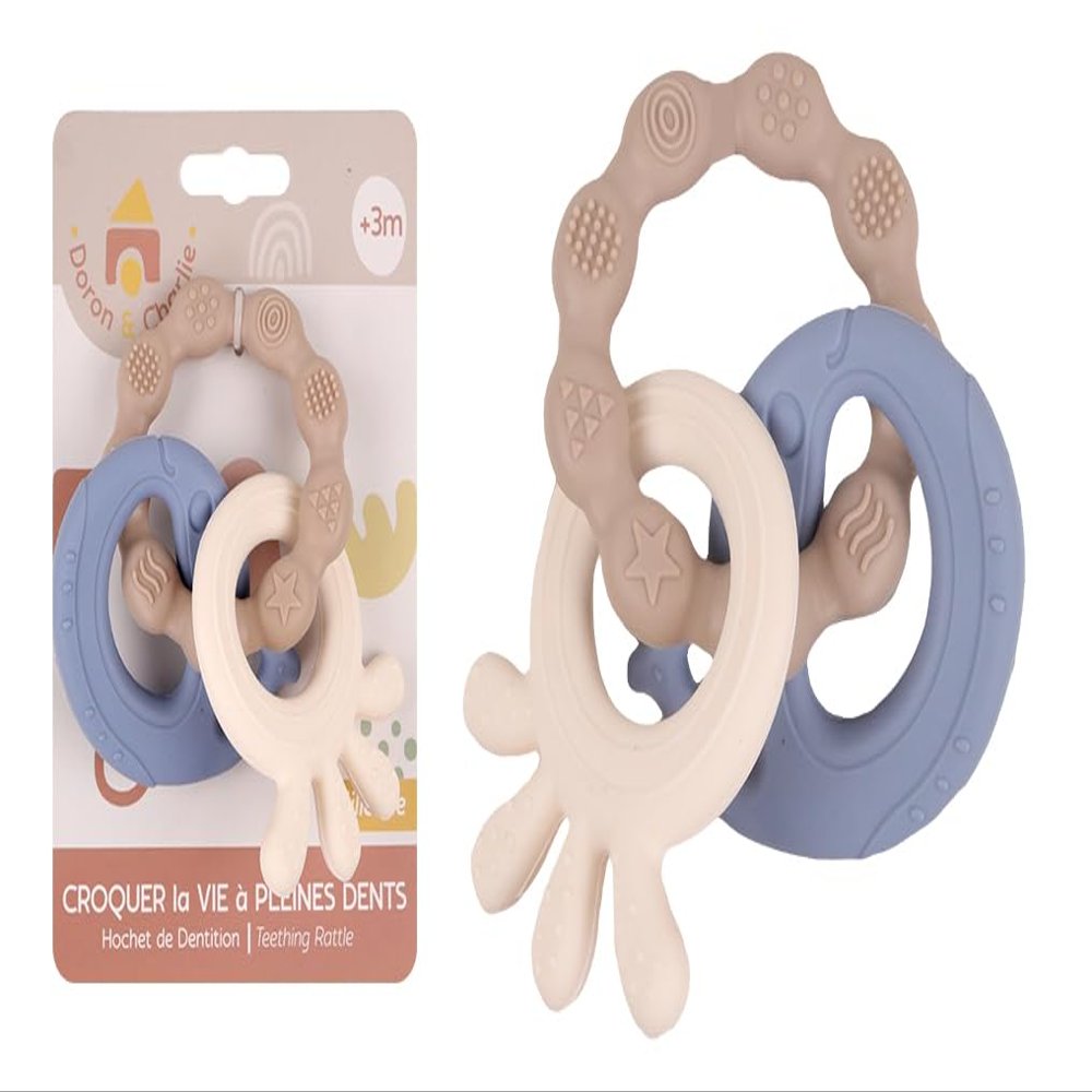 DORON & CHARLIE Teething Ring - Blue Silicone Sea Creatures - Baby Toy - 13 x 8 cm - 3+ Months