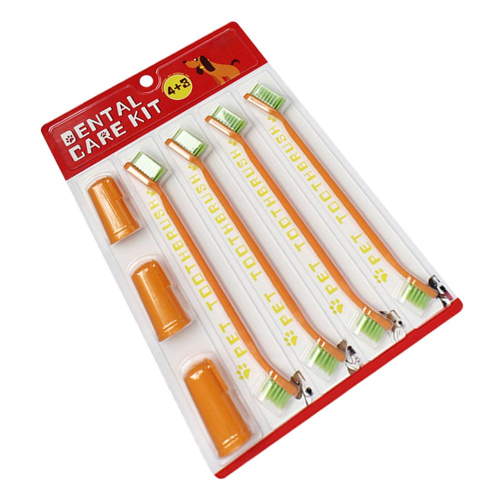 Portable Dog Toothbrush, 1 Set, Double-Headed, PP and PVC