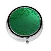 Mini Pill Case with Green Sequins, Round, 3 Compartments view 2