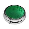 Mini Pill Case with Green Sequins, Round, 3 Compartments view 3