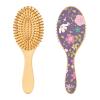Tiny Purple Floral Wooden Hair Massage Brush view 2