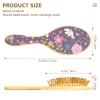 Tiny Purple Floral Wooden Hair Massage Brush view 3