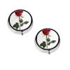Round Mini Pill Box with Red Rose Print, 3 Compartments view 1