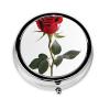 Round Mini Pill Box with Red Rose Print, 3 Compartments view 2