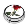 Round Mini Pill Box with Red Rose Print, 3 Compartments view 3
