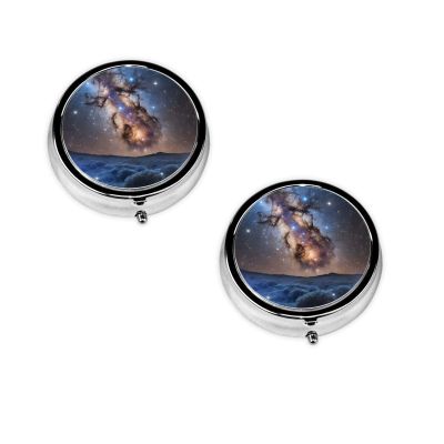 Galaxy Space Printed Mini Pill Case, Round, 3 Compartments