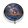 Galaxy Space Printed Mini Pill Case, Round, 3 Compartments view 2