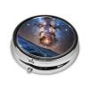 Galaxy Space Printed Mini Pill Case, Round, 3 Compartments view 3