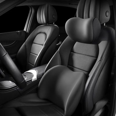 JGGQSY Ergonomic Headrest and Lumbar Cushion for Car Seats, Compatible with Ford Mustang, Evos, Everest, Mustang Mach-E, Grand C-Max, Comfortable Breathable Memory Foam, A/Black