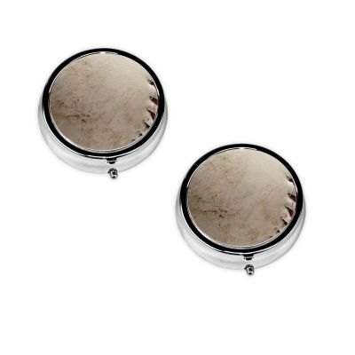 Mini Round Pill Case with Baseball Print, 3 Compartments