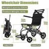 YFJBDKS Lightweight Folding Transport Wheelchair with Telescopic Handle, 12-Inch Wheels, Blue with Black Frame view 2