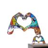 Heart Hands Sculpture, Colorful Graffiti Love Gesture Ornament view 1