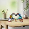 Heart Hands Sculpture, Colorful Graffiti Love Gesture Ornament view 4