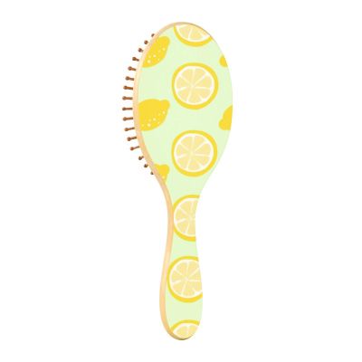Wooden Paddle Brush for Fine Hair, Lemon Yellow