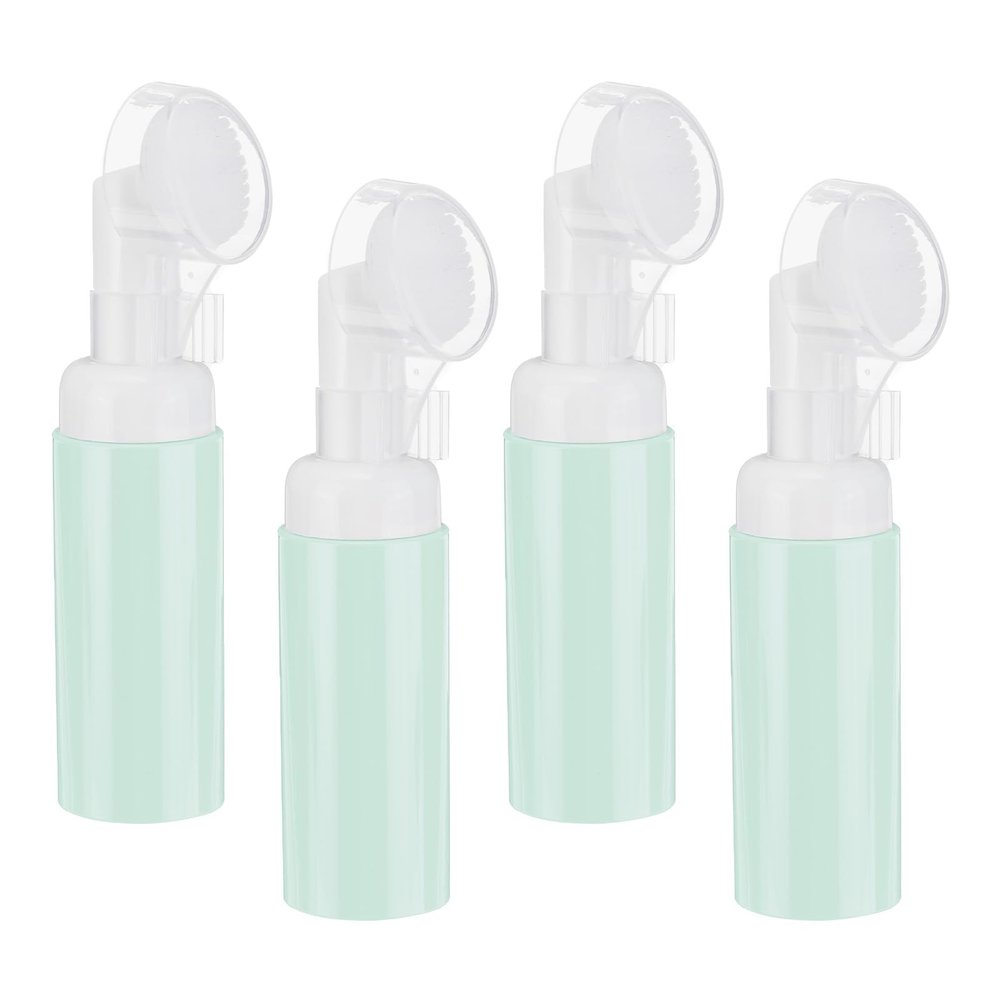 QUARKZMAN 4-Pack Empty Foaming Soap Dispensers, 60 ml Facial Cleanser Bottles with Brushes, Green