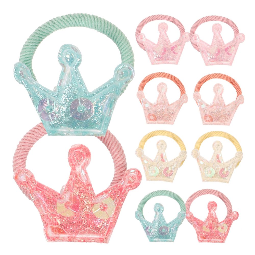 Hohopeti 10-Pack Elastic Hair Ties with Crown for Dogs
