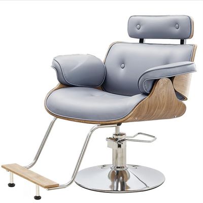FDSGEEE Hydraulic Barber Chair, Classic PU Leather, 360° Swivel, Gray-Blue