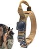 ZHHSUNY Waterproof Tactical GPS AirTag Dog Collar with Holder and Handle, Khaki, L view 1